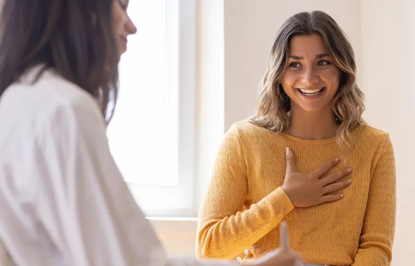 An adult in a therapy session
